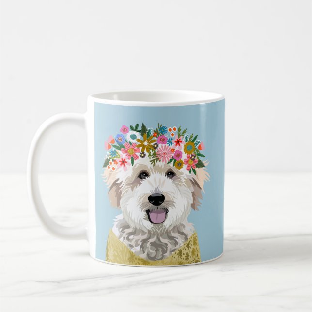 Mug Couronne dorée à fleurs de doodle (Gauche)