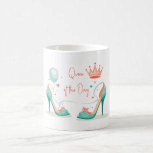 Mug Couronne et talons hauts – Thème rose et menthe gl
