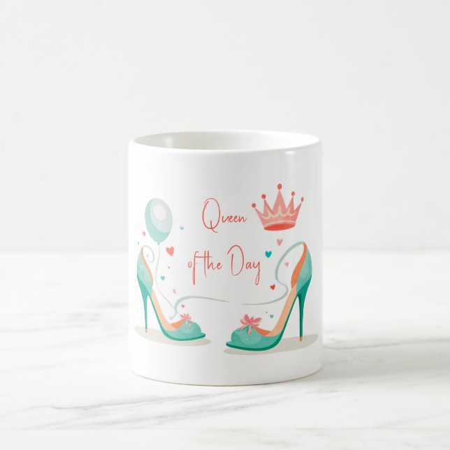 Mug Couronne et talons hauts - Thème rose et menthe gl (Centre)