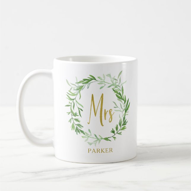 Mug Couronne Feuille verte | Faux Gold Mme (Gauche)
