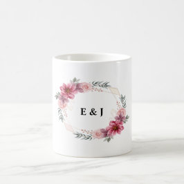 Mug Couronne florale avec Initiales de mariée et de ch
