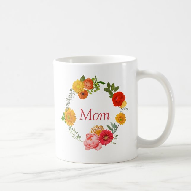 Mug Couronne Florale colorée - Fête des mères (Droite)
