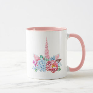 Mug Couronne florale de licorne d'aquarelle