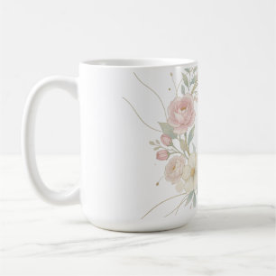 Mug Couronne florale élégante pastel rose dessin botan