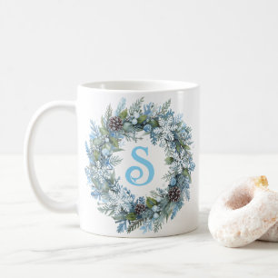 Mug Couronne initiale de monogramme moderne d'hiver