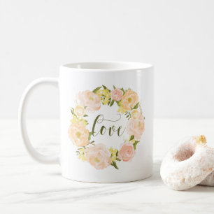 Mug Couronne Pastel Orange Peonies   Love Lettering