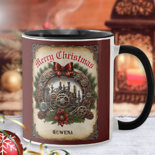 Mug Couronne Steampunk engrenages roues Noël personnal