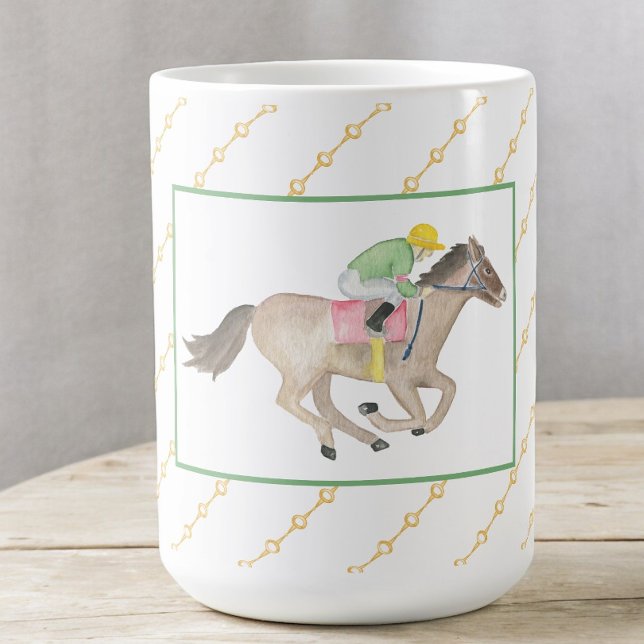 Mug Course de chevaux Jockey Aquarelle (Créateur téléchargé)