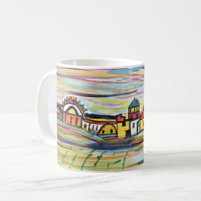 Mug Coussins de café à l'aquarelle unique (Devant gauche)