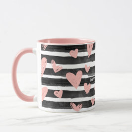 Mug Coutume Coeurs noirs et roses Aimer Saint-Valentin