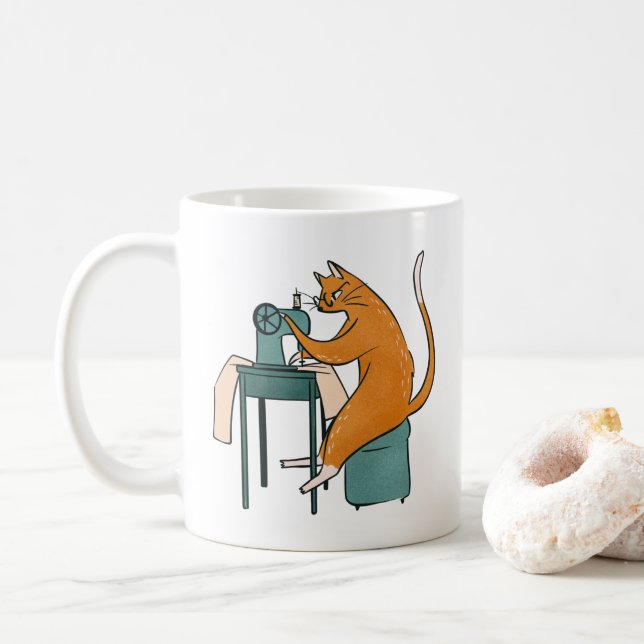 Mug Couture vintage de chat (Avec donut)