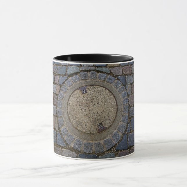 Mug Couvercle de trou pavé route gris brun (Centre)