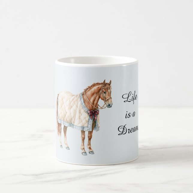 Mug Couverture Bleue Blanche Cheval (Centre)