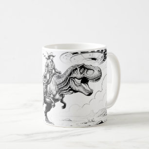 Mug Cowboy à cheval sur un dinosaure