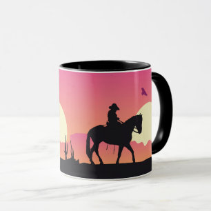 Mug Cowboy, Horse et Pink Sunset Desert