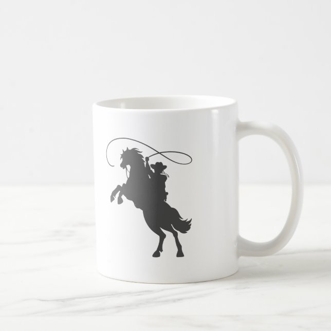 Mug cowboy lançant de l' équitation de lasso élevant d (Droite)