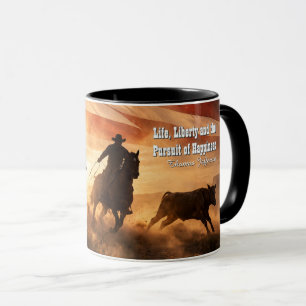 Mug Cowboy occidental liberté patriotique cordage rodé