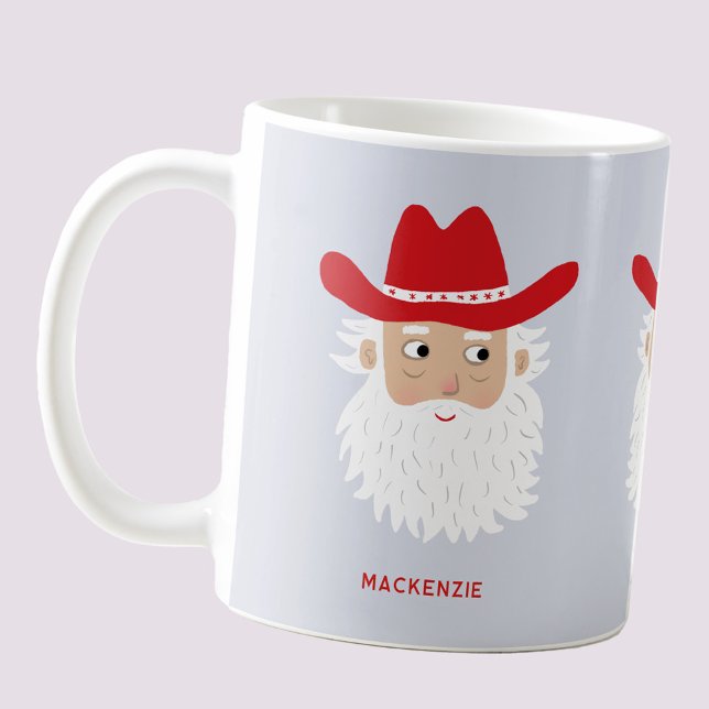 Mug Cowboy Santa Claus Christmas Custom Text (Fun Cowboy Santa Claus Western themed Holiday Christmas coffee mug)