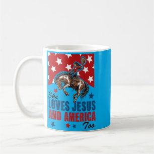 Mug Cowgirl chrétienne du 4 juillet Elle aime Jésus