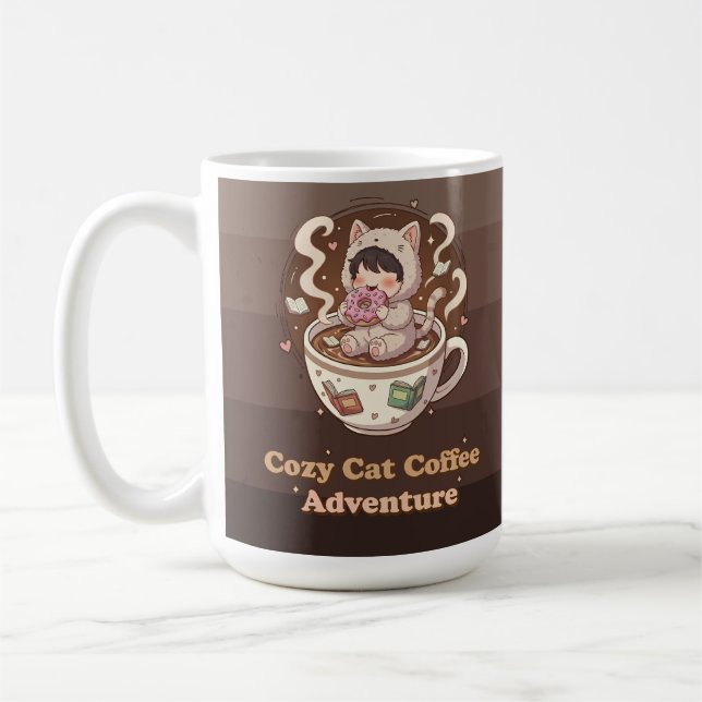 Mug Cozy Cat Coffee Adventure Art (Gauche)