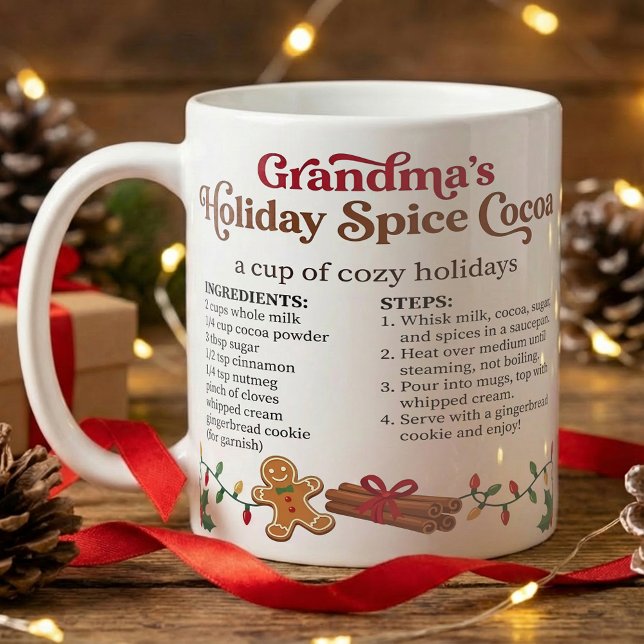 Mug Cozy Christmas, Cute Grandma Hot Chocolate Recipe (Créateur téléchargé)