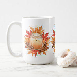 Mug Cozy Fall Candle with Maple Leaves | Autumn Design
