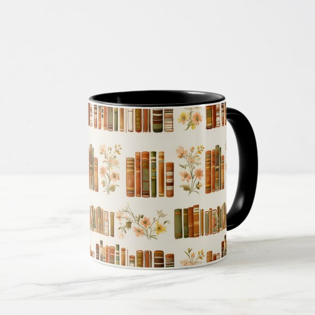 Mug Cozy Library Aesthetic Coffee Cup |Book Lover Gift (Devant droit)