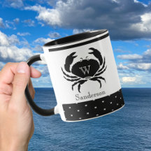 Crabe marine Monogramme noir et blanc