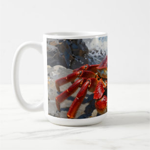 Mug Crabe Rouge Vibrant et Vagues Océaniques