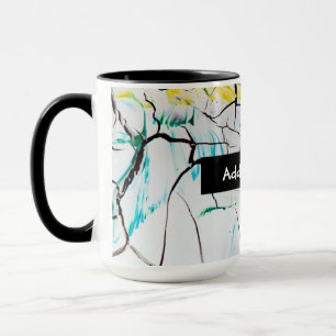 Mug Cracks Abstraits en bleu jaune vert