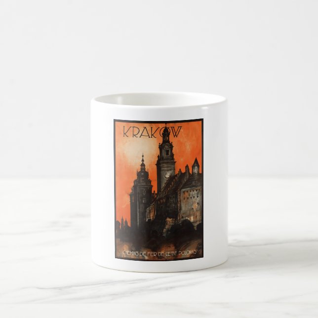 Mug Cracovie Pologne - Poster de voyage polonais Vinta (Centre)