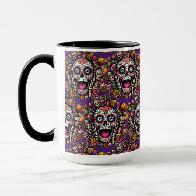 Mug Crâne à sucre Art - Crâne à bonbons Surprise (Gauche)