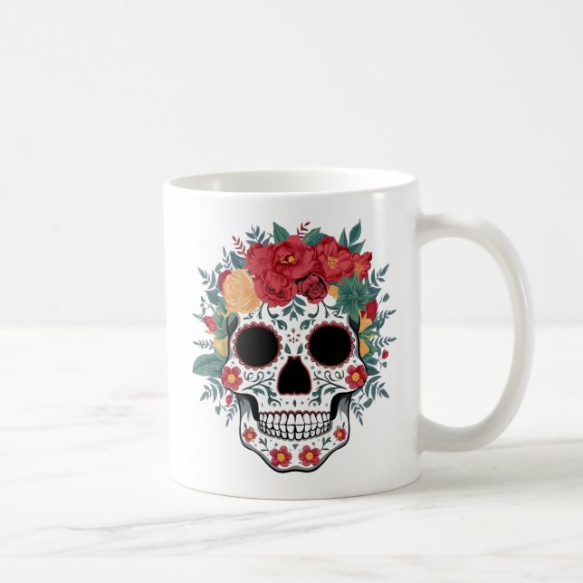 Mug Crâne à sucre floral (Droite)