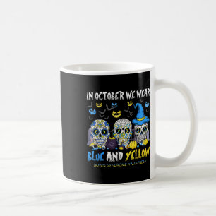 Mug Crâne à sucre Halloween bleu et jaune bas Syndro