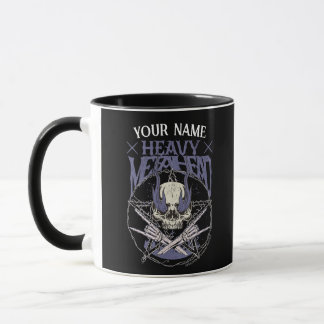 Mug Crâne à tête métallique lourde dans les flammes bl