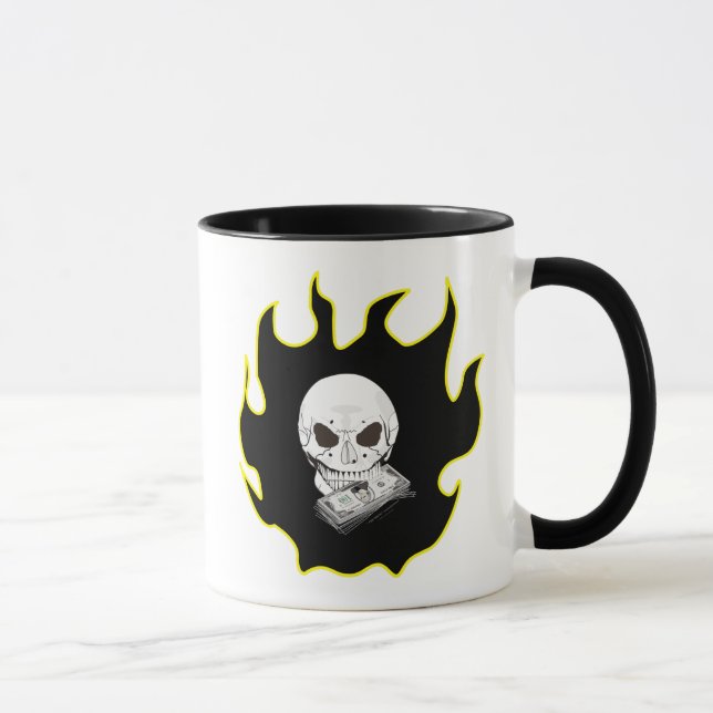 Mug Crâne argent flamme de la mort style vélo noir jau (Droite)