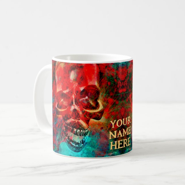 Mug Crâne coloré. Personnalisé (Devant gauche)