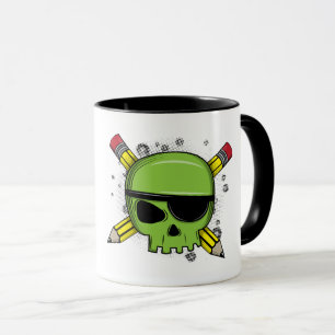 Mug Crâne croisé crayons essentiels pour l'école