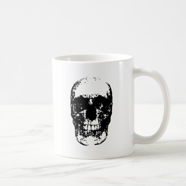 Mug Crâne d'art pop noir et blanc (Droite)