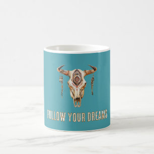 Mug Crâne de la corne des taureaux de la tribu autocht