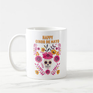 Mug Crâne de sucre mexicaine Folk Motif heureux Cinco
