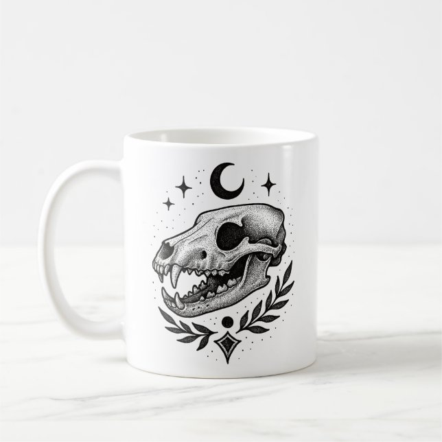 Mug Crâne de thylacine - Dotwork Conception inspirée d (Gauche)