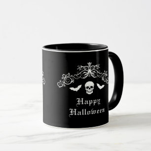 Mug Crâne et chauves-souris Gothique Joyeux Halloween 