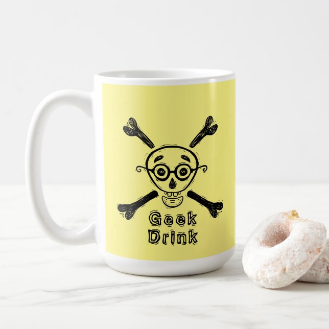 Mug Crâne geek avec lunettes personnalisées (Avec donut)