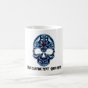 Mug Crâne gothique de bande dessinée de tatouage en