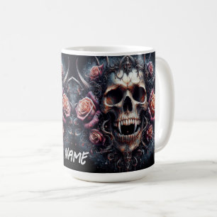 Mug Crâne gothique orné de Rose