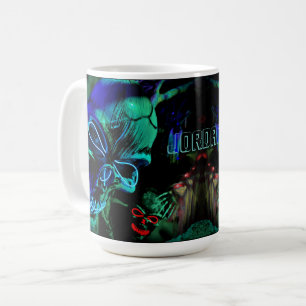 Mug Crâne Neon Turquoise bleu Nom Jour Mort Halloween