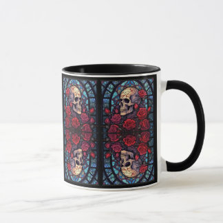 Mug Crânes en miroir et Roses V2 en pâte à café
