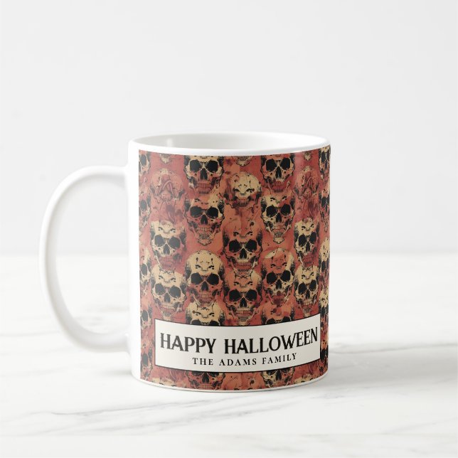 Mug Crânes Halloween rouge et sanglant (Gauche)