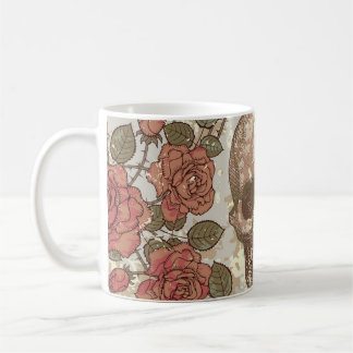 Mug Crânes rétro et ornement Rose